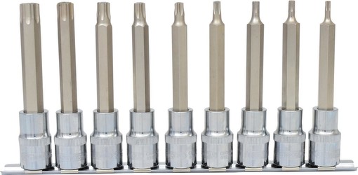 KS Tools 918.1890 1/2 Zoll Chrome Plus Bit-Stecknuss-Satz für TX-Schrauben mit Bohrung, lang