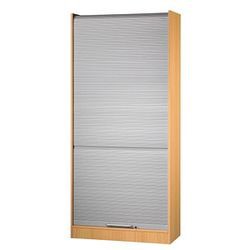 Hammerbacher Rollladenschrank 5 OH Buche/Silber 90 x 40 x 200,4 cm abschließbar