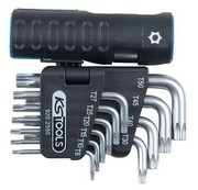 KS Tools 920.2550 Classic 3 in 1 TX-Winkelstiftschlüssel-Satz mit Bohrung, kurz, 9-teilig, TB-TB50