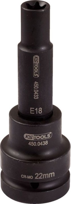 KS Tools 450.0452 3/4 Zoll Kraft-Bit-Stecknuss für T x -E-Schrauben, lang, E20