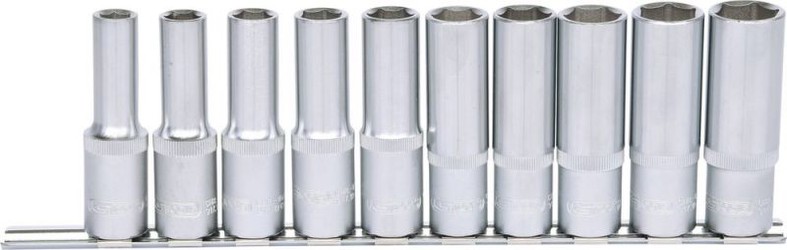 KS Tools 917.0615 1/2 Zoll Classic Sechskant-Stecknuss-Satz, lang, 10-teilig, 10-19 mm