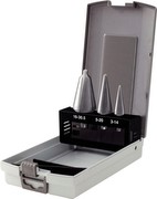 KS Tools 336.0523 HSS TiN Blechschälbohrer-Satz in Stahlblechkassette, 4-teilig