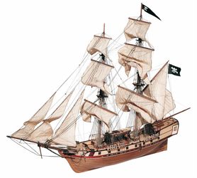Holzbausatz Cosair 1/80 mit Beschlagteilen und Segeln
