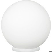 Moderne Tischleuchte "Rondo" in Silber aus kugelförmigem Opalglas Ø 200 mm