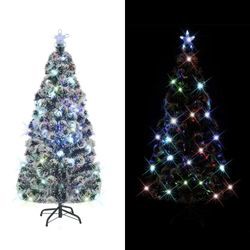 vidaXL Künstlicher Weihnachtsbaum mit Ständer/LED Fiberoptik 210 cm