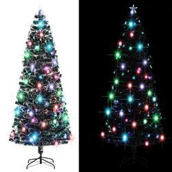 vidaXL Künstlicher Weihnachtsbaum mit Ständer/LED Fiberoptik 240 cm