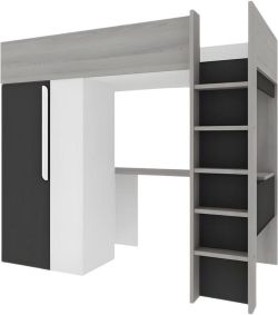 Kauf-Unique Nicolas II Hochbett mit Schreibtisch & Kleiderschrank