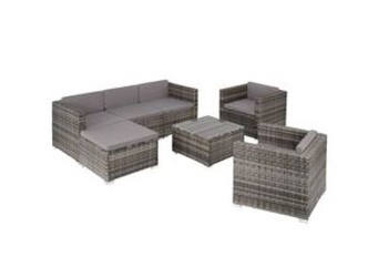 tectake Rattan Lounge Lignano mit 2 Sesseln