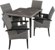 tectake Rattan Tisch Tarent mit 4 Stühlen Rosarno