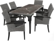 tectake Rattan Tisch Foggia mit 6 Stühlen Rosarno