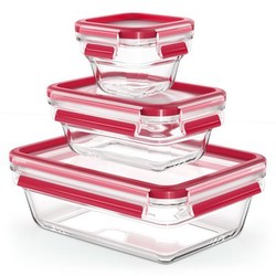 Emsa Clip & Close Glas 3er-Set 0,18 + 0,45 + 1,3 l