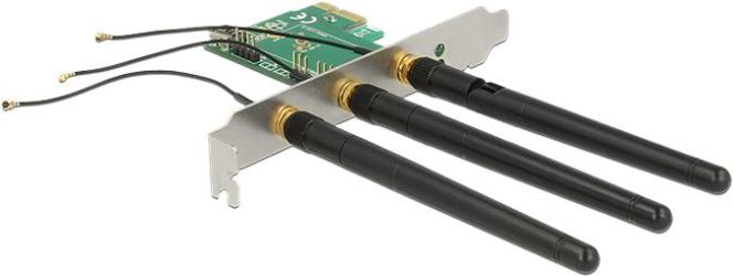 Delock PCIe x1 > 1 x intern M.2 Key A Slot mit 3 externen Antennen (89568)