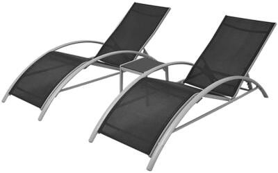 vidaXL Sonnenliegen mit Tisch Aluminium (42160)