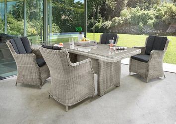 Destiny Luna Sitzgruppe 4 Sessel + Tisch 165 x 90 cm