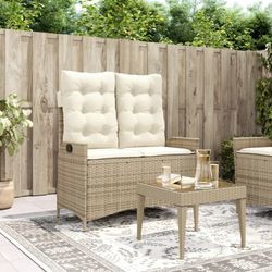 vidaXL Gartenbank Verstellbar mit Kissen Polyrattan