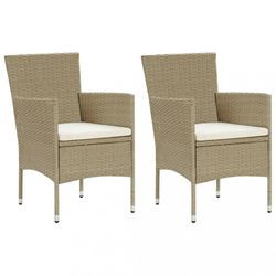 vidaXL Garten-Essstühle Poly Rattan Niedriglehner 2 Stk.