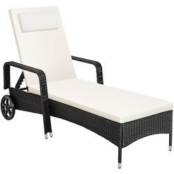 tectake Rattan Sonnenliege mit Rollen