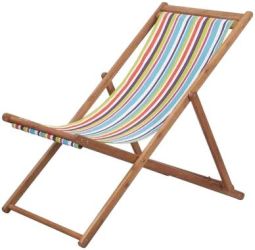 vidaXL Strandstuhl Klappbar Stoff und Massivholz ohne Armlehnen