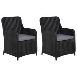 vidaXL Gartenstühle mit Polster 2 Stk. Poly Rattan