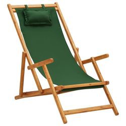 vidaXL Klappbarer Strandstuhl mit Armlehnen und Kissen