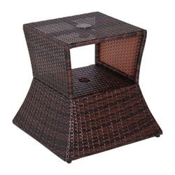 Outsunny Gartentisch Sonnenschirmständer Polyrattan Outsunny Gartentisch Sonnenschirmständer Polyrattan