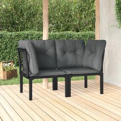 vidaXL Garten-Eckstühle mit Kissen 2 Stk. Poly Rattan