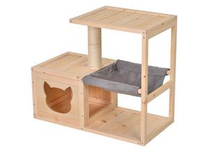 PawHut Katzenhaus mit Hängematte 70 x 35 x 60 cm