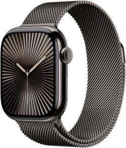 Apple Watch Watch Series 10 GPS + Cellular 42 mm Titan mit Milanaise-Armband (MX053QF/A)