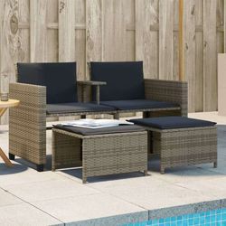 vidaXL Gartensofa 2-Sitzer mit Tisch