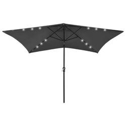 vidaXL Sonnenschirm mit LEDs und Stahl-Mast 2 x 3 m