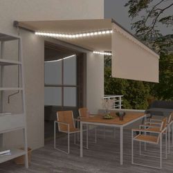 vidaXL Markise Manuell Einziehbar mit Rollo & LED 5x3 m vidaXL Markise Manuell Einziehbar mit Rollo & LED 5x3 m