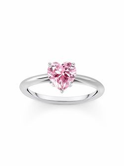 Thomas Sabo Ring mit pinkfarbenem Stein in Herzform (TR2476-051-9)