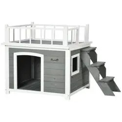 PawHut Hundehaus mit Balkon (D02-145V00YL)