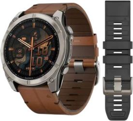 Garmin Fenix 8 AMOLED Sapphire 51 mm Leder-Armband + Silikonarmband Garmin Fenix 8 AMOLED Sapphire 51 mm Leder-Armband + Silikonarmband