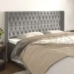 vidaXL Kopfteil mit Ohren 147 x 16 x 78/88 cm Hellgrau (3119152)