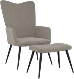 vidaXL Relaxsessel mit Hocker Hellgrau Samt (327688) vidaXL Relaxsessel mit Hocker Hellgrau Samt (327688)