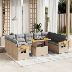 vidaXL Garten-Sofagarnitur mit Kissen 11-tlg. (3273691)