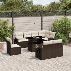 vidaXL Garten-Sofagarnitur mit Kissen 9-tlg. (3268043)