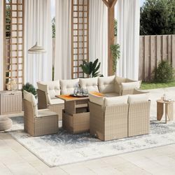 vidaXL Garten-Sofagarnitur mit Kissen 9-tlg. (3270933)