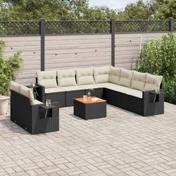 vidaXL Garten-Sofagarnitur mit Kissen 10-tlg. (3256959)