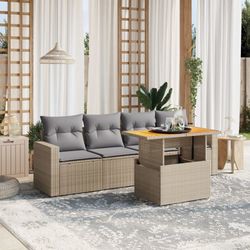 vidaXL Garten-Sofagarnitur mit Kissen 5-tlg. (3271192)