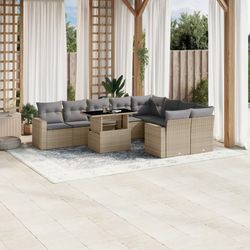 vidaXL Garten-Sofagarnitur mit Kissen 10-tlg. (3267499)