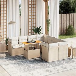 vidaXL Garten-Sofagarnitur mit Kissen 9-tlg. (3270722)