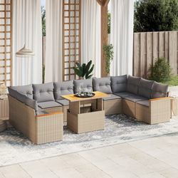vidaXL Garten-Sofagarnitur mit Kissen 11-tlg. (3273250)