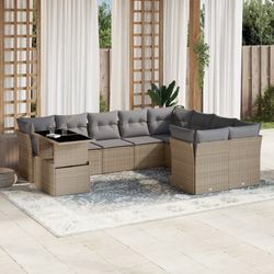 vidaXL Garten-Sofagarnitur mit Kissen 10-tlg. (3266849)