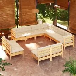 vidaXL Lounge-Set mit Kissen Kiefer 11-tlg. (3096863)