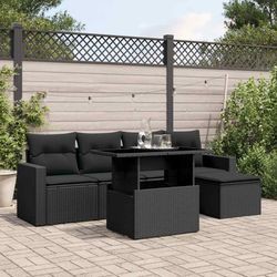 vidaXL Garten-Sofagarnitur mit Kissen 6-tlg. (3267235)