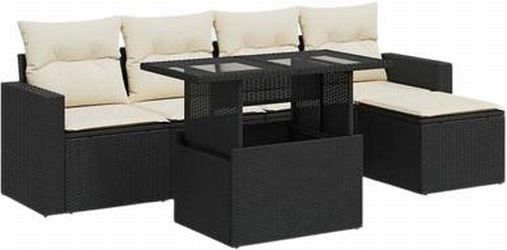 vidaXL Garten-Sofagarnitur mit Kissen 6-tlg. (3326297)
