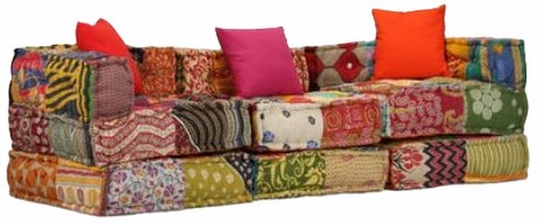 vidaXL 3-Sitzer Modularer Pouf Patchwork Stoff (244979)