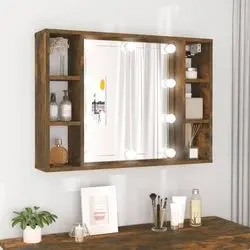 vidaXL Spiegelschrank mit LED Räuchereiche 76x15x55 cm (820445)